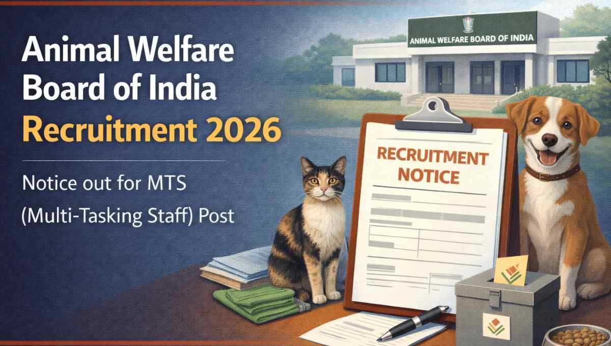 Animal Welfare Board of India Recruitment 2026 The Animal Welfare Board of India has released the official notification for recruitment to Multi-Tasking Staff positions.